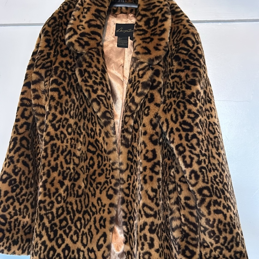 Dennis Basso New York Leopard Faux Fur Long Coat - Picture 3 of 11
